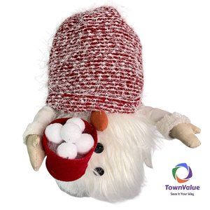Gnome Christmas Snowman Hat Sand Weight Door Stop 12" Holds Bucket of Snowballs